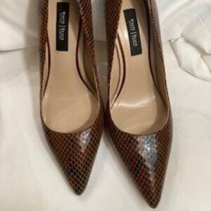 White House Black Market Leather Olivia Stiletto Pumps Whiskey Brown 7.5